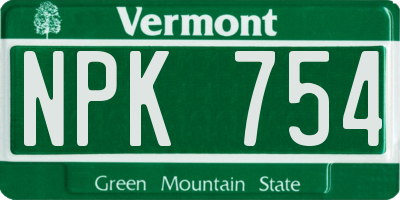 VT license plate NPK754