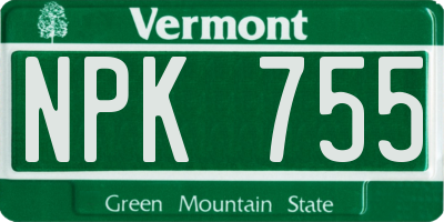 VT license plate NPK755