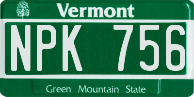 VT license plate NPK756