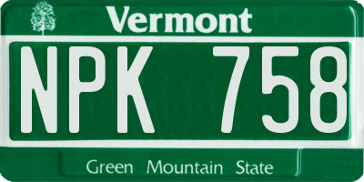 VT license plate NPK758