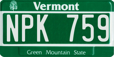 VT license plate NPK759