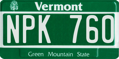 VT license plate NPK760