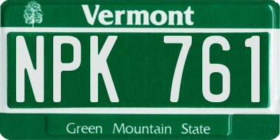 VT license plate NPK761