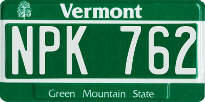 VT license plate NPK762
