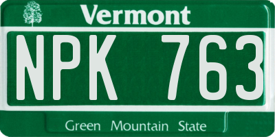 VT license plate NPK763