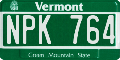 VT license plate NPK764