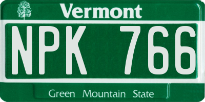 VT license plate NPK766