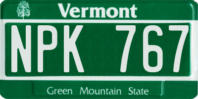 VT license plate NPK767