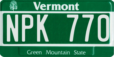 VT license plate NPK770