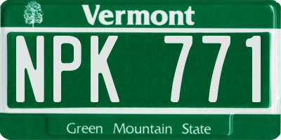 VT license plate NPK771