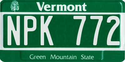 VT license plate NPK772