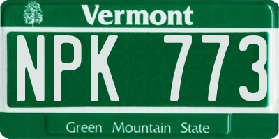VT license plate NPK773
