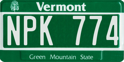 VT license plate NPK774