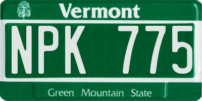 VT license plate NPK775