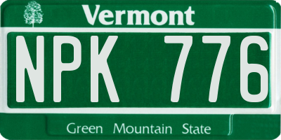VT license plate NPK776