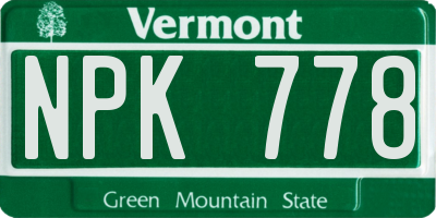 VT license plate NPK778