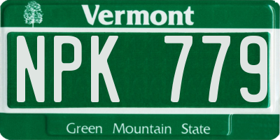 VT license plate NPK779
