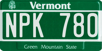 VT license plate NPK780