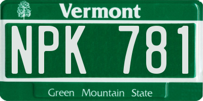 VT license plate NPK781