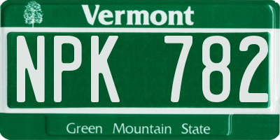 VT license plate NPK782