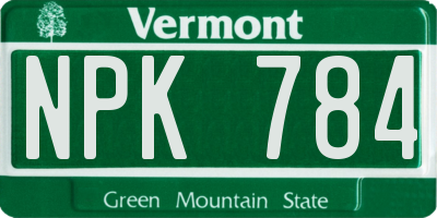 VT license plate NPK784
