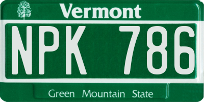 VT license plate NPK786