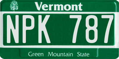VT license plate NPK787