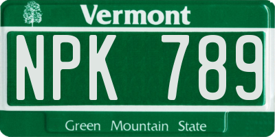 VT license plate NPK789