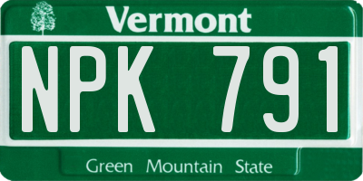VT license plate NPK791