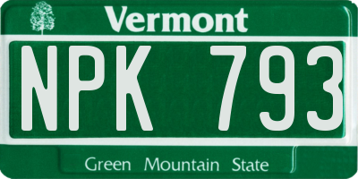 VT license plate NPK793