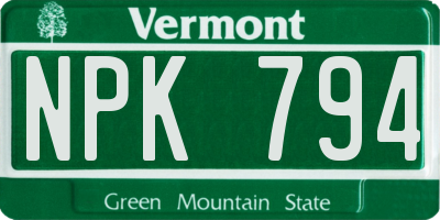 VT license plate NPK794