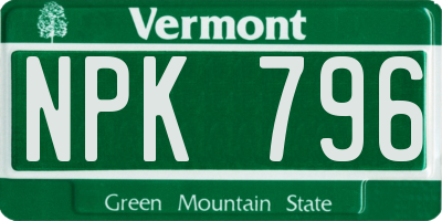 VT license plate NPK796