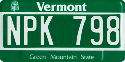 VT license plate NPK798