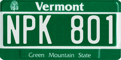 VT license plate NPK801