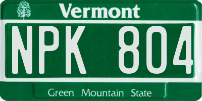 VT license plate NPK804