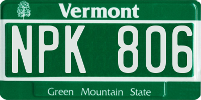 VT license plate NPK806