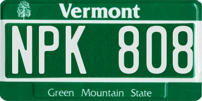 VT license plate NPK808