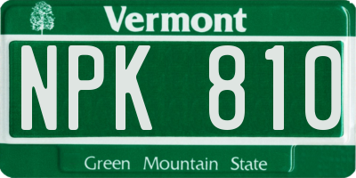 VT license plate NPK810