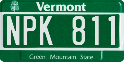 VT license plate NPK811