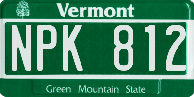 VT license plate NPK812