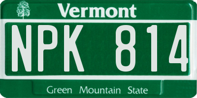 VT license plate NPK814