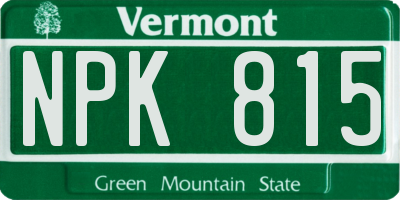 VT license plate NPK815