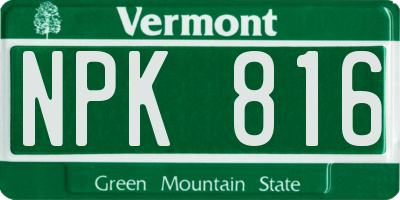 VT license plate NPK816