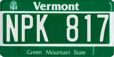 VT license plate NPK817