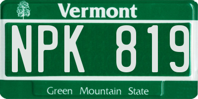 VT license plate NPK819