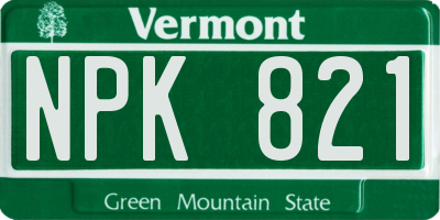 VT license plate NPK821