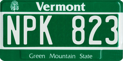VT license plate NPK823