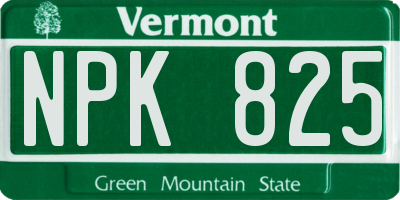 VT license plate NPK825