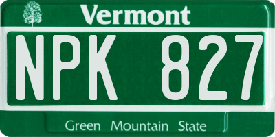 VT license plate NPK827