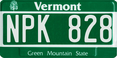 VT license plate NPK828